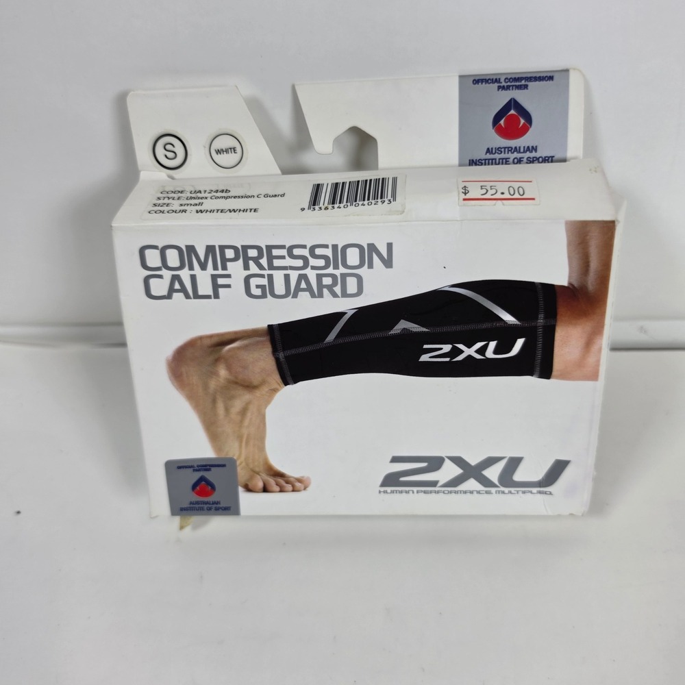 2XU Unisex Compression Calf Guard Sleeve White UA1244b Small AIS Official partne